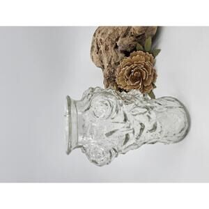 Vintage Crinkle Rose Glass Vase – 3D Floral Embossed, 1940s–1950s
